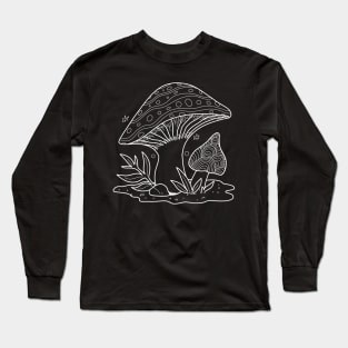 Mushroom Sprouts In Nature Line Art Design Long Sleeve T-Shirt